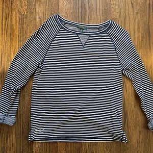 Ralph Lauren Jean Co. Navy and White Striped Crew Sweater with 3/4 Sleeves